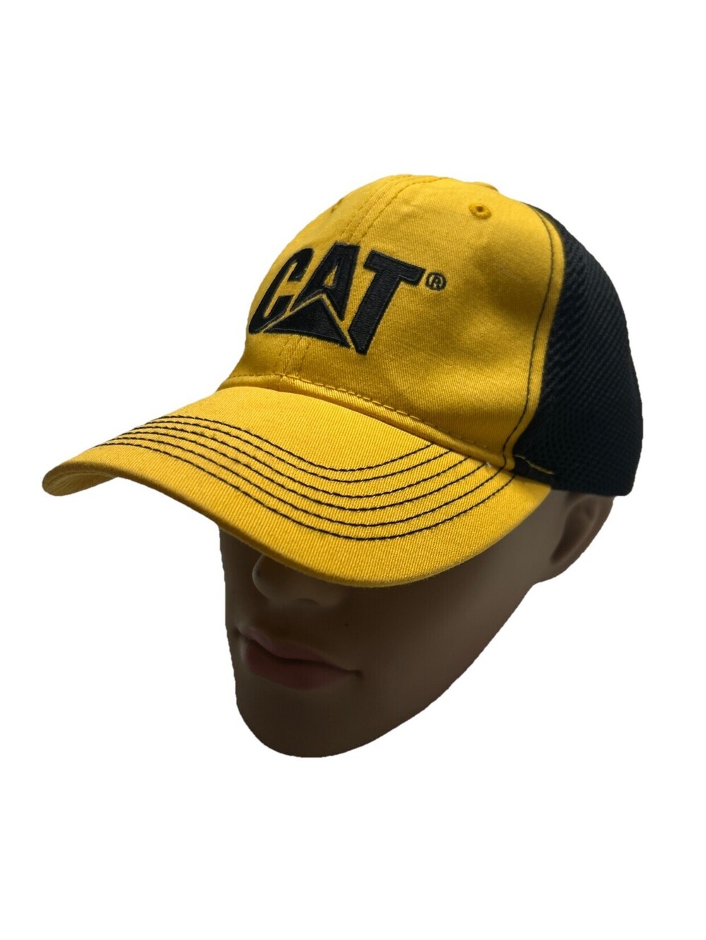 Cat Caterpillar Hat Ball Cap Mens One Size Snap Back Yellow Black